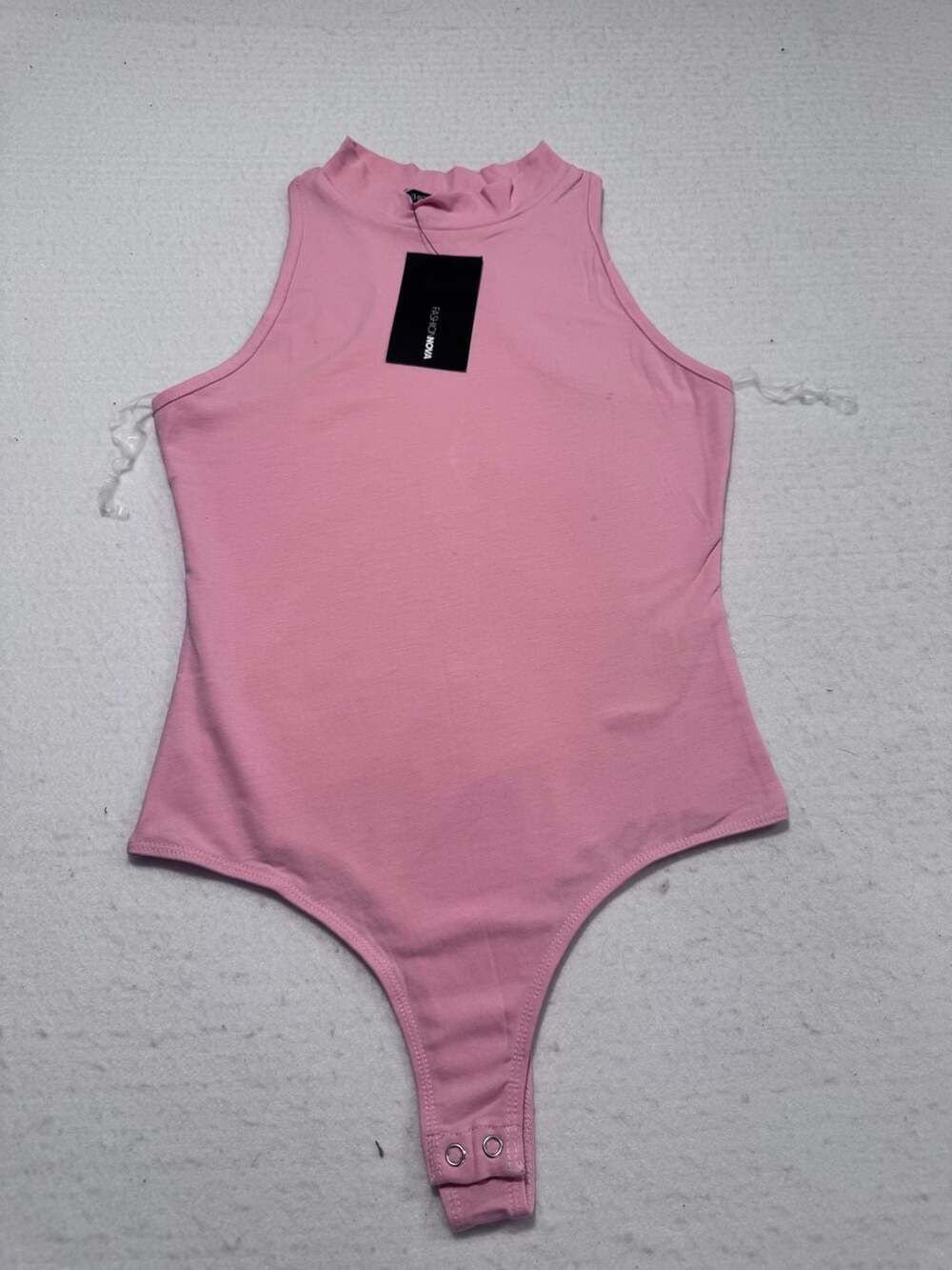 Fashion Nova Mock Neck Sleeveless Bodysuit Pink Size Small NWT